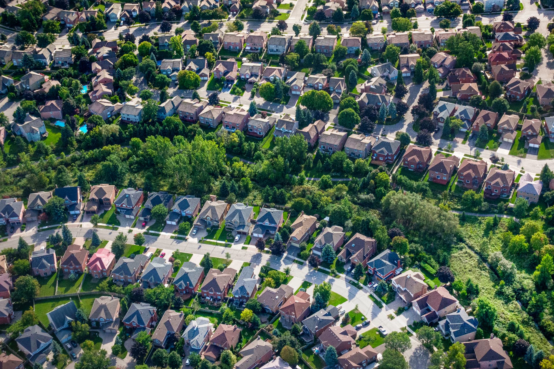 Aerial view of a Sacramento-area residential neighborhood served by California Dream Builds